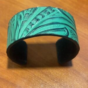 Green Textured Cuff Bracelet